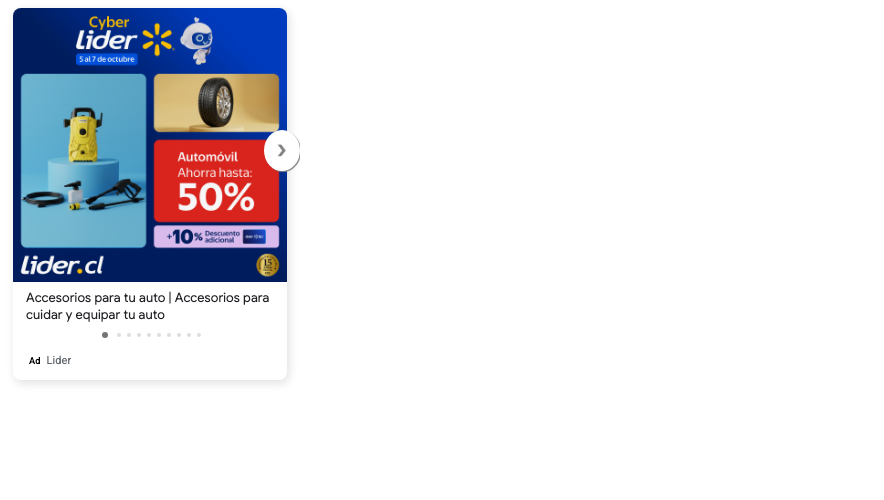 Lider: Cyber | Lider | Sal7 de octubre | Automóvil | Ahorra hasta: | 50% | Lider.cl | A