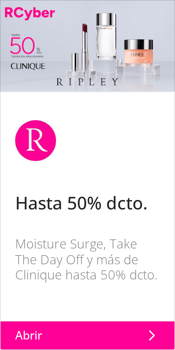 Ripley: RCyber | 50% | "productos seleccionados | CLINIOLE | CLINIQUE | RIPLEY | Hasta 5