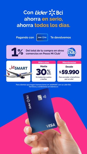 Lider: ¡Con Lider Bci ahorra en serio! 💳💙 | Usa tu tarjeta Lider Bci y recibe 1% de d